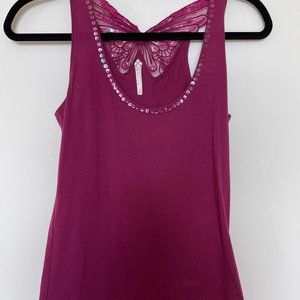 Free People Burgandy Butterfly Back Tank